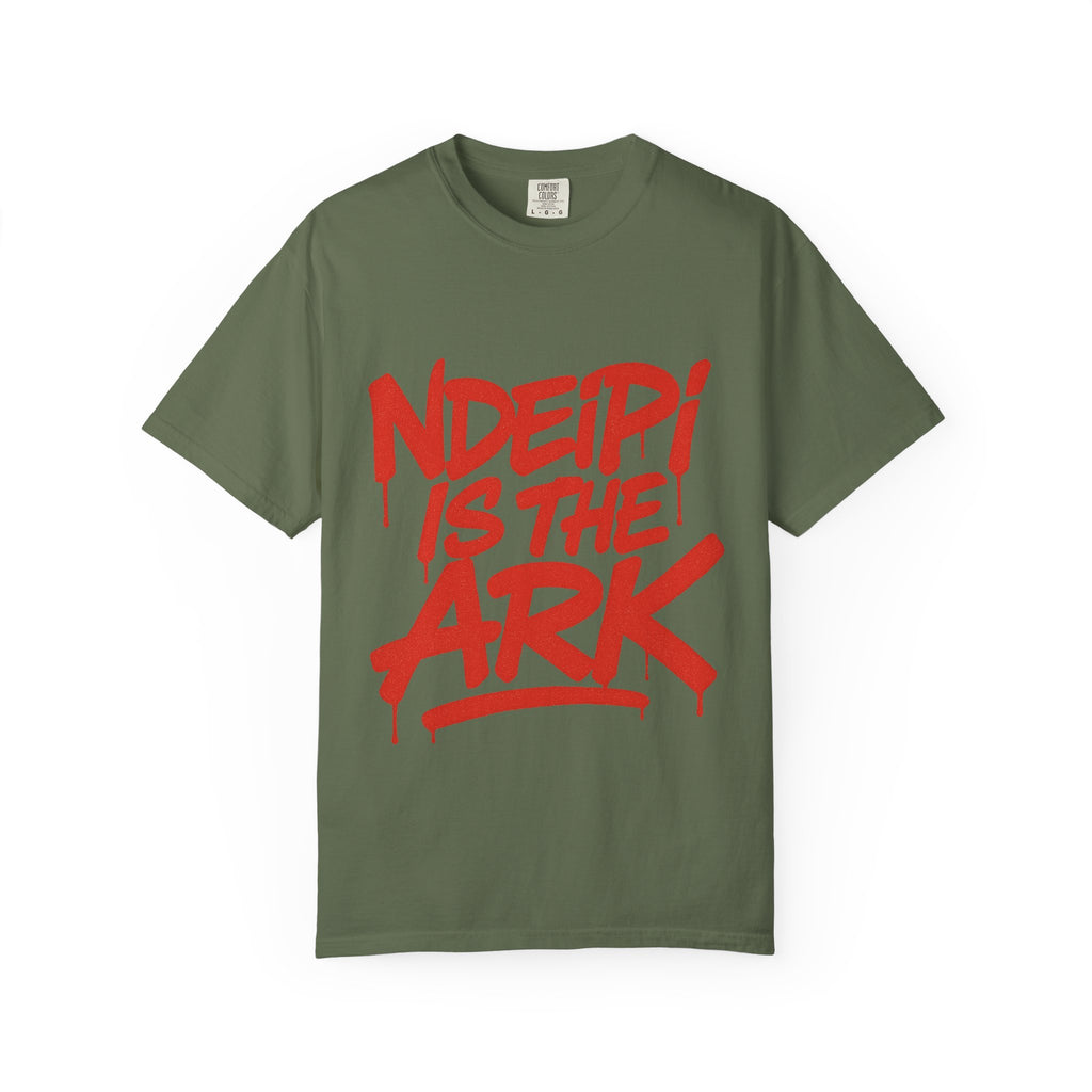 T-Shirt — "NDEIPI IS THE ARK" Red Graffiti Graphic Tee
