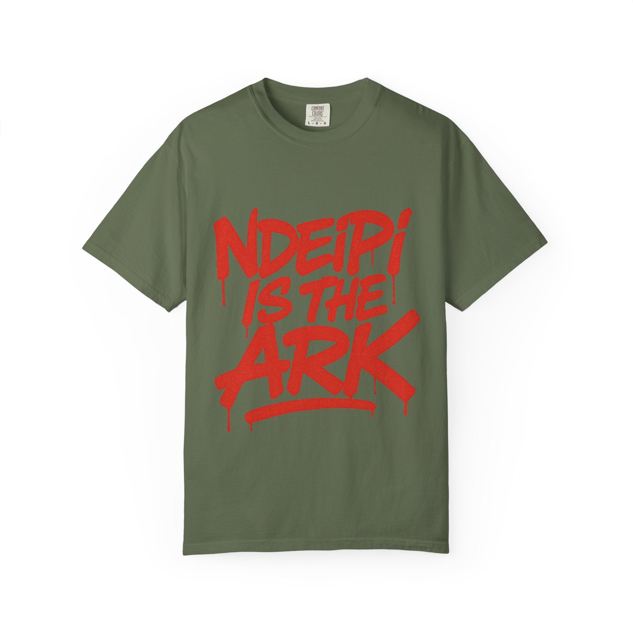 T-Shirt — "NDEIPI IS THE ARK" Red Graffiti Graphic Tee