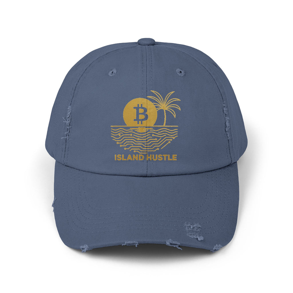 Island Hustle Bitcoin Cap — Distressed Palm Tree Hat