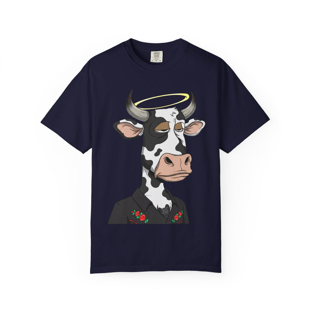 Cow Graphic T-Shirt — 'KANG' Wine Club Logo & Halo Cow Art