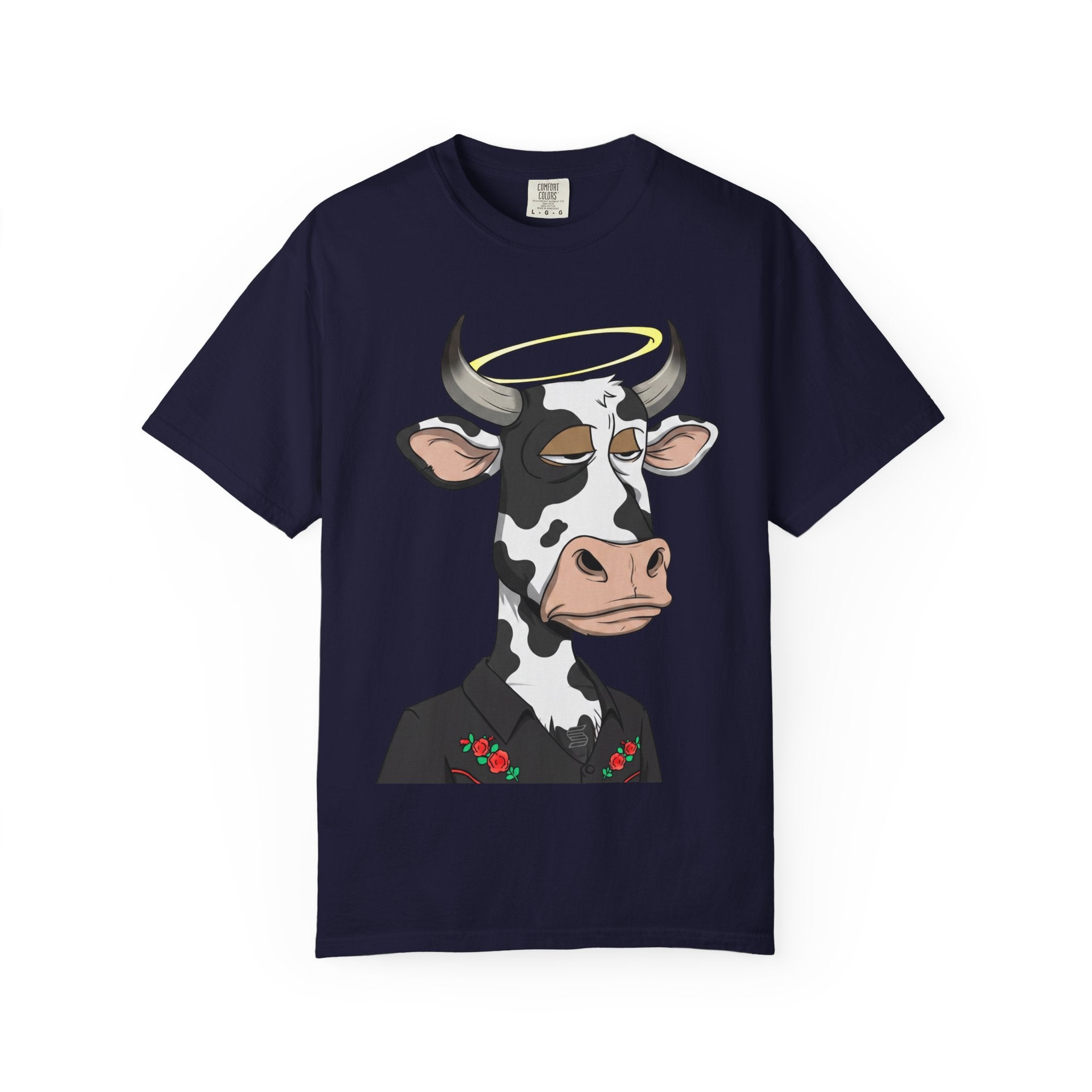Cow Graphic T-Shirt — 'KANG' Wine Club Logo & Halo Cow Art